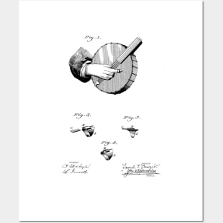 Banjo Thimble Vintage Patent Hand Drawing Posters and Art